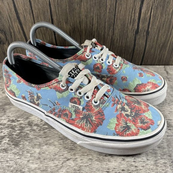 VANS Aloha Yoda Star Wars Blue Floral Shoes Men Size 8.5 Womens Size 10
